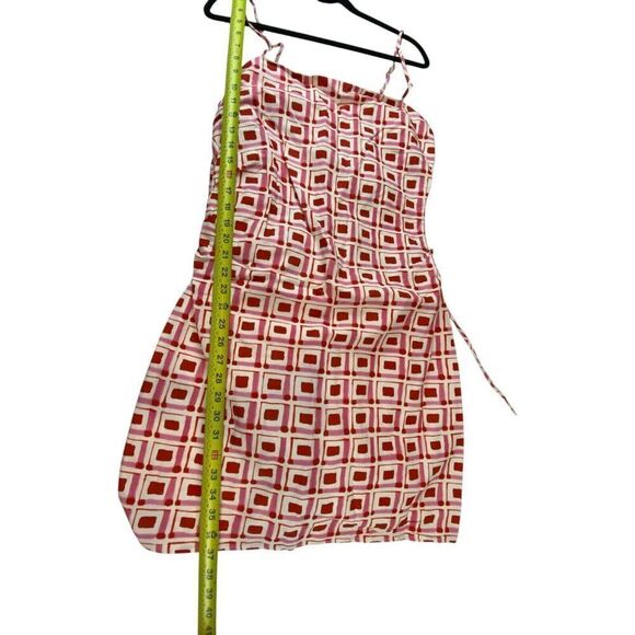 Zara Womens Mini Dress 2XL Red White Geometric Cut Out Square Neck NWOT - Picture 5 of 7